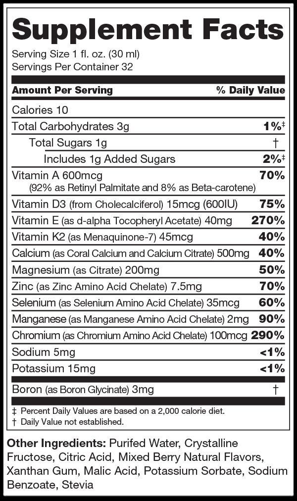 CalciuMK+ - 4 Pack Supplement Facts label